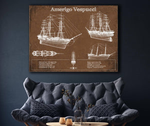 Cutler West Italian Training Ship Amerigo Vespucci Blueprint Original Military Wall Art