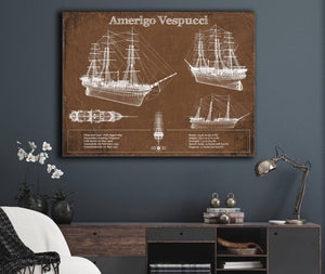 Cutler West Italian Training Ship Amerigo Vespucci Blueprint Original Military Wall Art