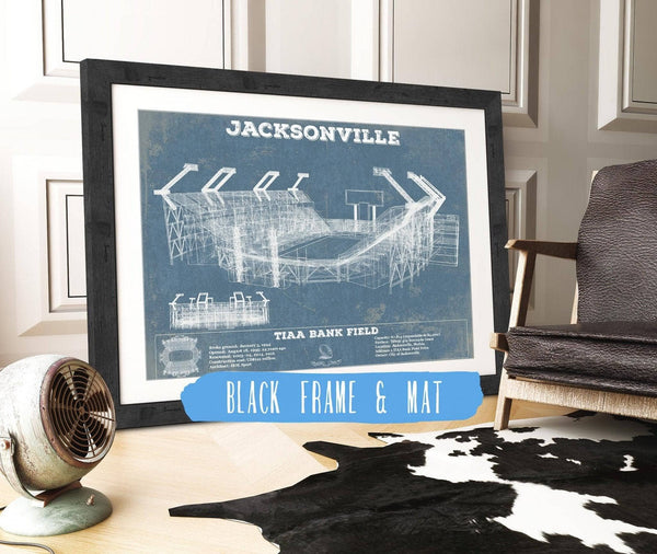 20" x 16" / Black Frame & Mat Cutler West Jacksonville Jaguars TIAA Bank Field  Vintage Football Print