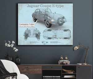 Cutler West Jaguar Coupe E Type Car Original Blueprint Art