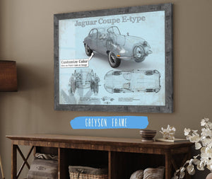 Cutler West Jaguar Coupe E Type Car Original Blueprint Art
