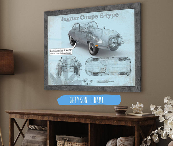 Cutler West Jaguar Coupe E Type Car Original Blueprint Art