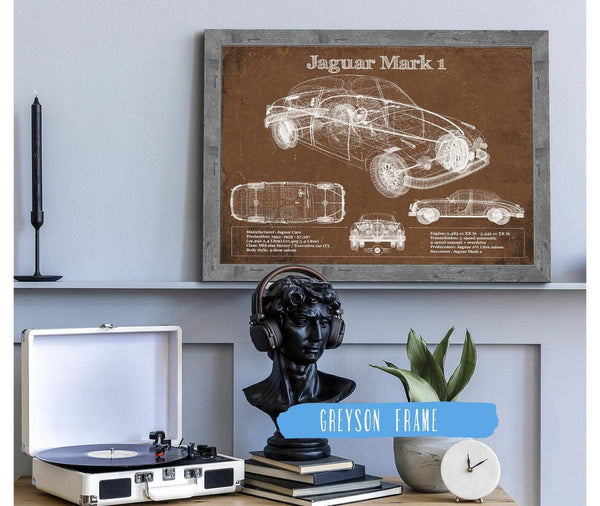 Cutler West Jaguar Mark 1 Saloon Blueprint Vintage Auto Print