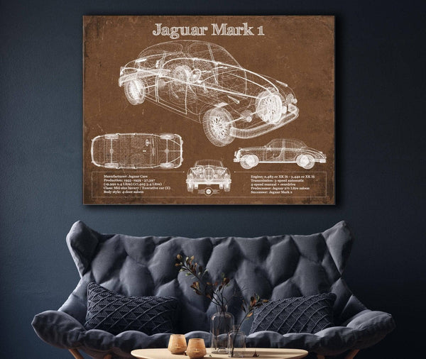 Cutler West Jaguar Mark 1 Saloon Blueprint Vintage Auto Print
