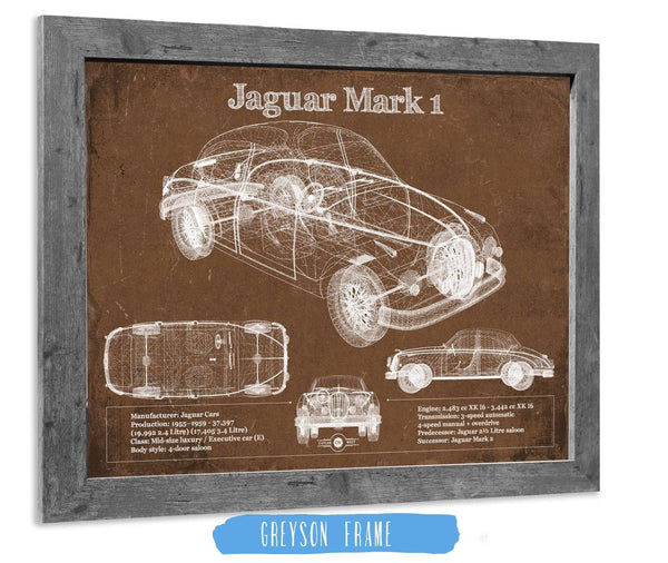 Cutler West Jaguar Mark 1 Saloon Blueprint Vintage Auto Print