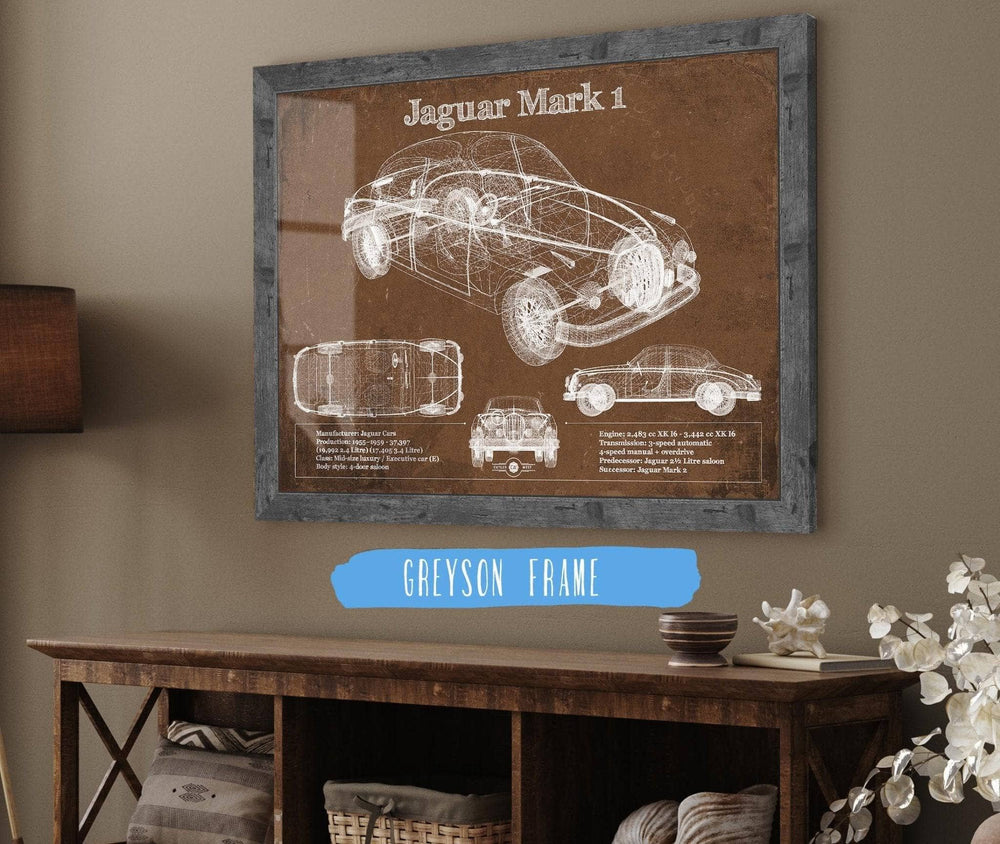 Cutler West Jaguar Mark 1 Saloon Blueprint Vintage Auto Print