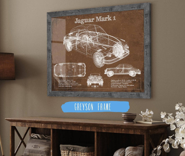 14" x 11" / Greyson Frame Cutler West Jaguar Mark 1 Saloon Blueprint Vintage Auto Print