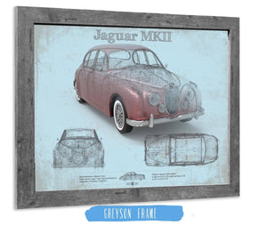 14" x 11" / Greyson Frame Cutler West Jaguar Mark 2 MKII Car Original Blueprint Art