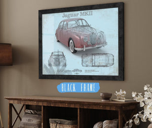 20" x 16" / Black Frame Cutler West Jaguar Mark 2 MKII Car Original Blueprint Art