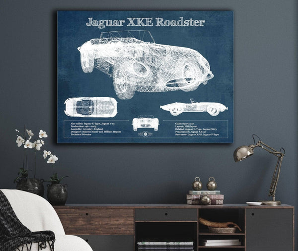 Cutler West Jaguar XK-E Roadster Original Blueprint Art