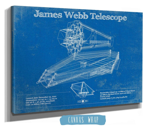 14" x 11" / Stretched Canvas Wrap Cutler West James Webb Telescope Blueprint Wall Art