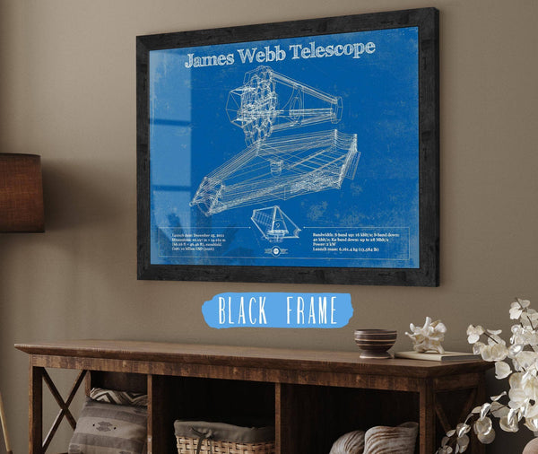 20" x 16" / Black Frame Cutler West James Webb Telescope Blueprint Wall Art