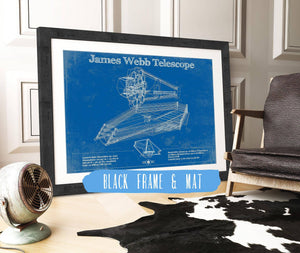 20" x 16" / Black Frame & Mat Cutler West James Webb Telescope Blueprint Wall Art
