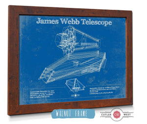 20" x 16" / Walnut Frame Cutler West James Webb Telescope Blueprint Wall Art