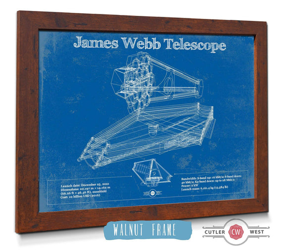 20" x 16" / Walnut Frame Cutler West James Webb Telescope Blueprint Wall Art