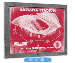 14" x 11" / Greyson Frame Cutler West Japan National Football Team Red Saitama Stadium Soccer Print