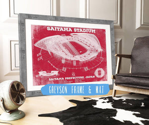 14" x 11" / Greyson Frame & Mat Cutler West Japan National Football Team Red Saitama Stadium Soccer Print