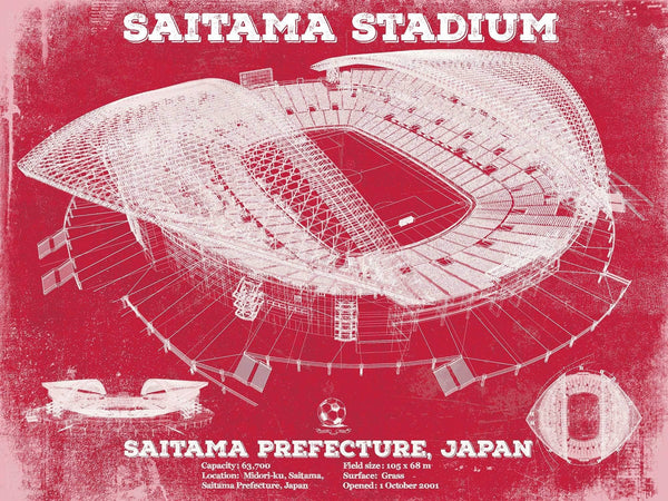 14" x 11" / Unframed Cutler West Japan National Football Team Red Saitama Stadium Soccer Print