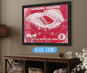 20" x 16" / Black Frame Cutler West Japan National Football Team Red Saitama Stadium Soccer Print