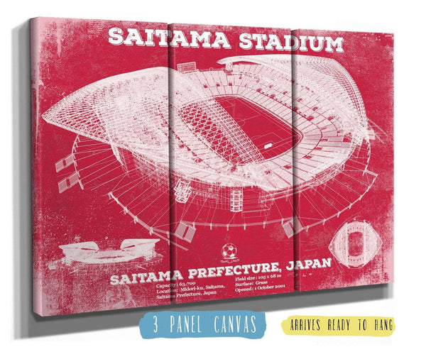 36" x 24" / 3 Panel Canvas Wrap Cutler West Japan National Football Team Red Saitama Stadium Soccer Print