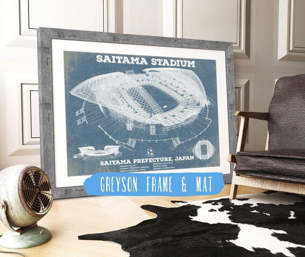 14" x 11" / Greyson Frame & Mat Cutler West Japan National Football Team Saitama Stadium Soccer Print