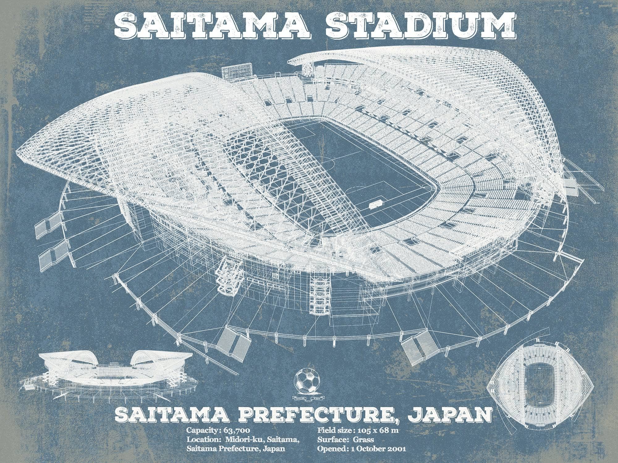 Japan National Football Team Saitama Stadium Soccer Art by Cutler West