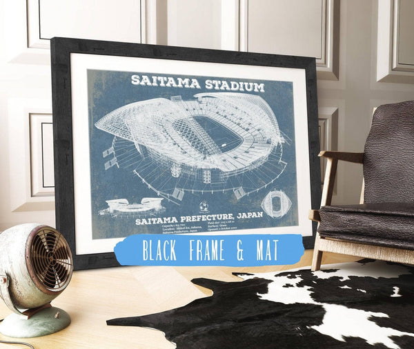 20" x 16" / Black Frame & Mat Cutler West Japan National Football Team Saitama Stadium Soccer Print