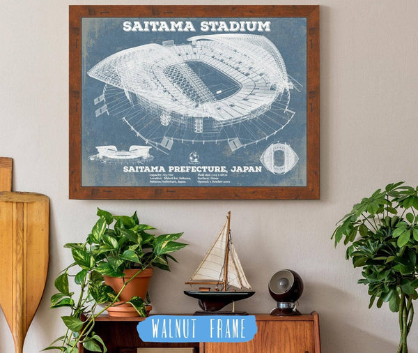 20" x 16" / Walnut Frame Cutler West Japan National Football Team Saitama Stadium Soccer Print
