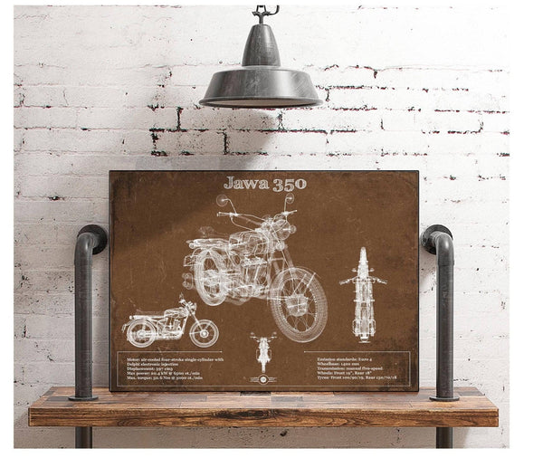 Cutler West Jawa 350 Vintage Blueprint Motorcycle Patent Print