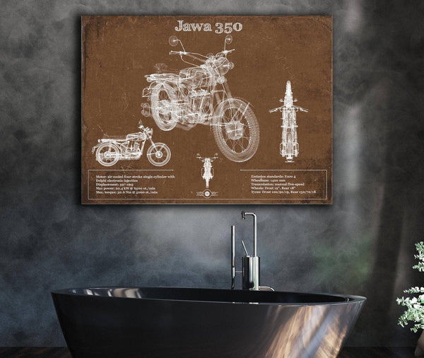 Cutler West Jawa 350 Vintage Blueprint Motorcycle Patent Print