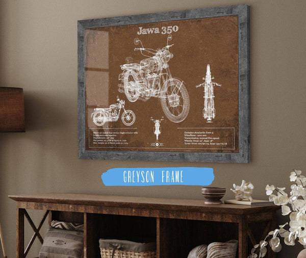 Cutler West Jawa 350 Vintage Blueprint Motorcycle Patent Print