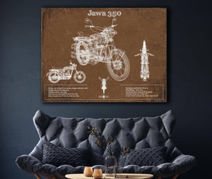 Cutler West Jawa 350 Vintage Blueprint Motorcycle Patent Print
