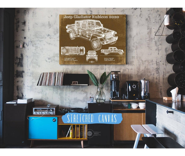 Cutler West Jeep Gladiator Rubicon 2020 Blueprint Vintage Auto Print