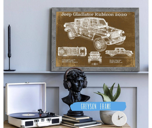Cutler West Jeep Gladiator Rubicon 2020 Blueprint Vintage Auto Print