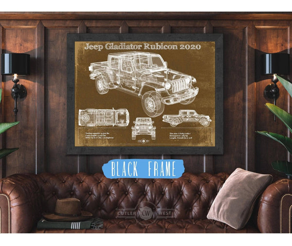 Cutler West Jeep Gladiator Rubicon 2020 Blueprint Vintage Auto Print