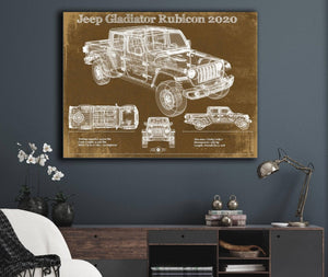 Cutler West Jeep Gladiator Rubicon 2020 Blueprint Vintage Auto Print