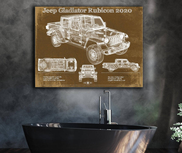 Cutler West Jeep Gladiator Rubicon 2020 Blueprint Vintage Auto Print