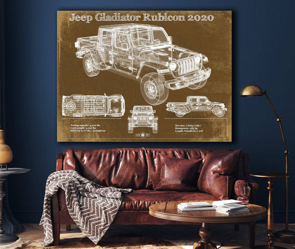 Cutler West Jeep Gladiator Rubicon 2020 Blueprint Vintage Auto Print