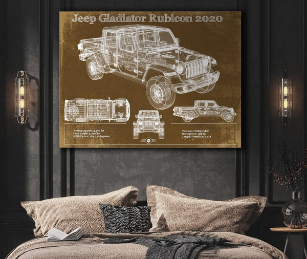 Cutler West Jeep Gladiator Rubicon 2020 Blueprint Vintage Auto Print