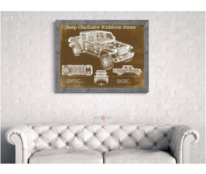 14" x 11" / Greyson Frame Cutler West Jeep Gladiator Rubicon 2020 Blueprint Vintage Auto Print
