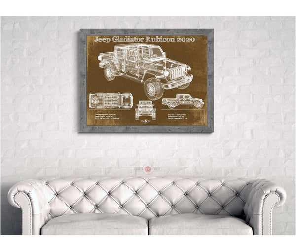 14" x 11" / Greyson Frame Cutler West Jeep Gladiator Rubicon 2020 Blueprint Vintage Auto Print