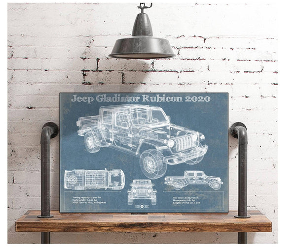 Cutler West Jeep Gladiator Rubicon 2020 Vintage Blueprint Auto Print