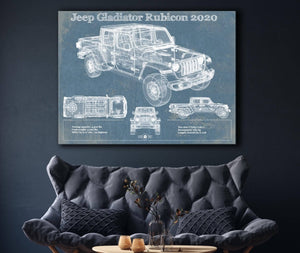 Cutler West Jeep Gladiator Rubicon 2020 Vintage Blueprint Auto Print