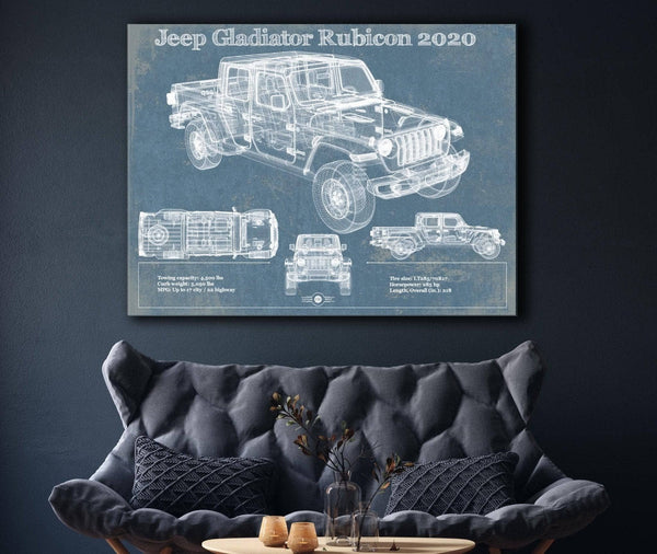 Cutler West Jeep Gladiator Rubicon 2020 Vintage Blueprint Auto Print