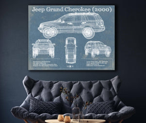 Cutler West Jeep Grand Cherokee 2000 Vintage Blueprint Auto Print