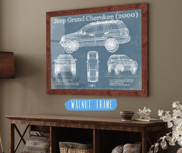 Cutler West Jeep Grand Cherokee 2000 Vintage Blueprint Auto Print
