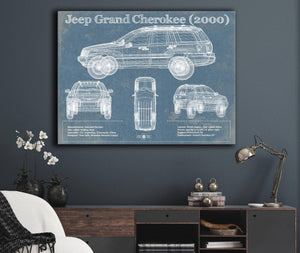Cutler West Jeep Grand Cherokee 2000 Vintage Blueprint Auto Print