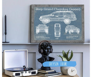Cutler West Jeep Grand Cherokee 2000 Vintage Blueprint Auto Print