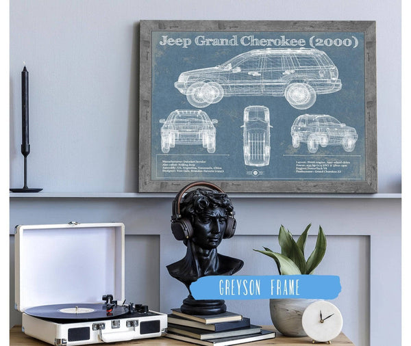 Cutler West Jeep Grand Cherokee 2000 Vintage Blueprint Auto Print