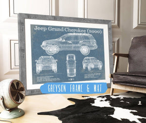 Cutler West Jeep Grand Cherokee 2000 Vintage Blueprint Auto Print